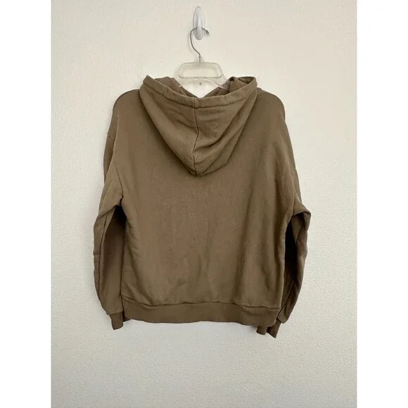 Celine Women's Cropped Hoodie Logo Spellout Autumn/Winter Collection Green Small - Picture 10 of 11